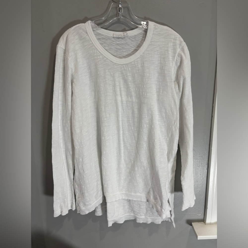 WILT Made in USA Women’s Cotton White High Low long sleeve shirt large